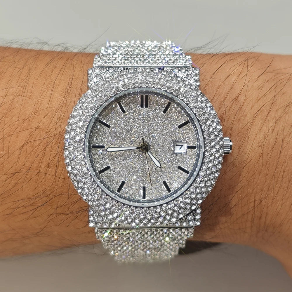Hot New Luxury Watches For Men Full Diamond Iced Hip Hop