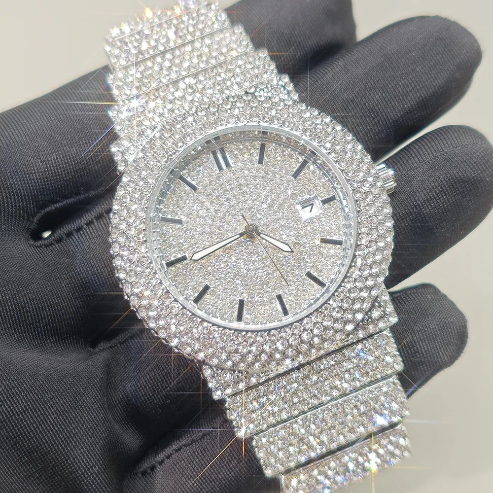 Hot New Luxury Watches For Men Full Diamond Iced Hip Hop