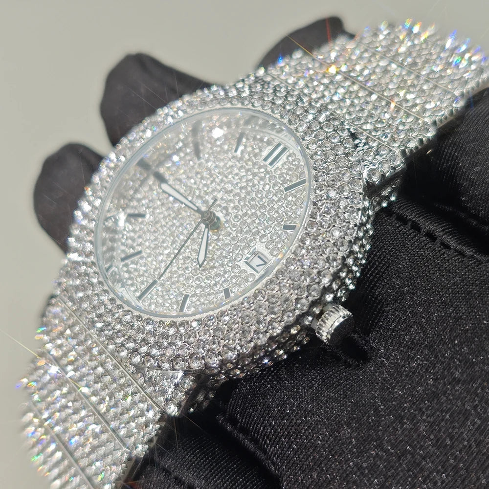 Hot New Luxury Watches For Men Full Diamond Iced Hip Hop