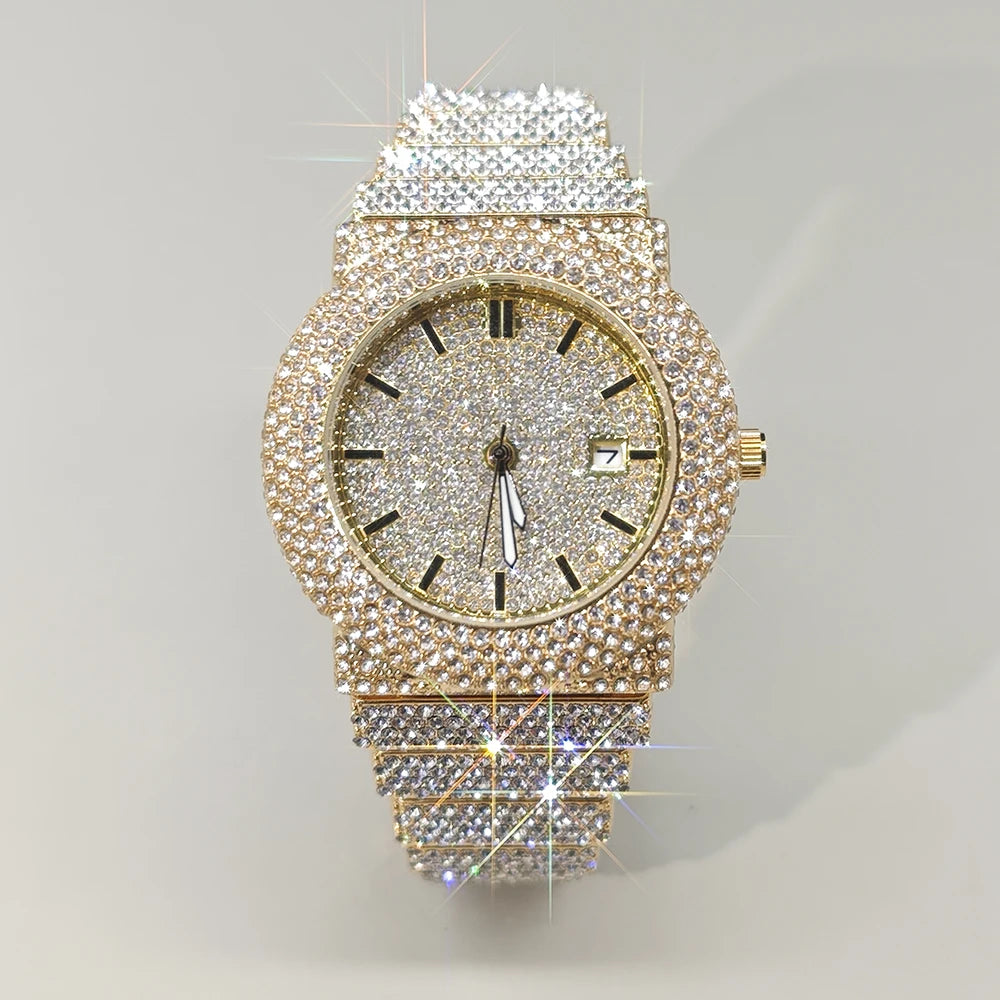 Hot New Luxury Watches For Men Full Diamond Iced Hip Hop